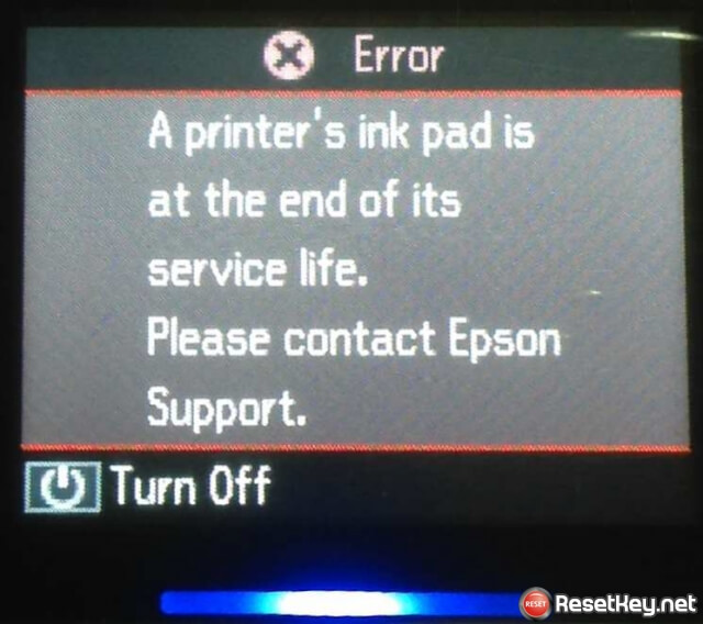 Epson Artisan 837 printer's ink pad is at the end of its service life