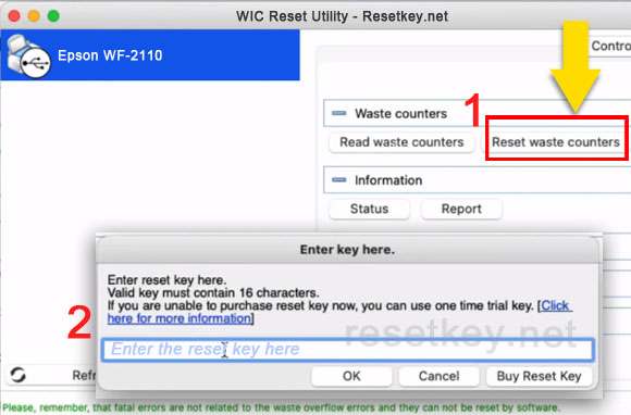 Reset Epson wf-2110 printer's waste ink counter