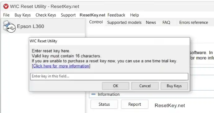 enter reset key to reset epsonl360