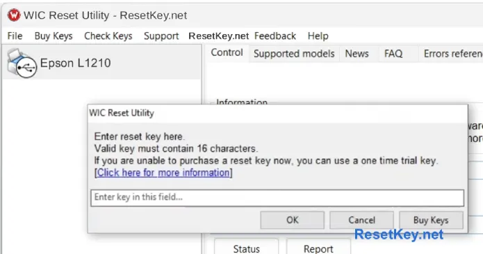 enter reset key to reset epson l1210