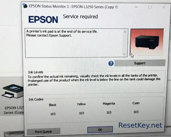 epsonl3250 a printers ink pad is at the end of its service life