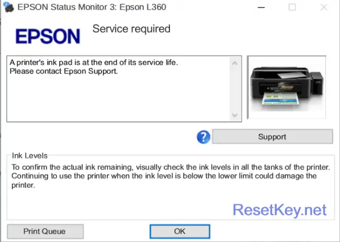epsonl360 ink pad is at the end