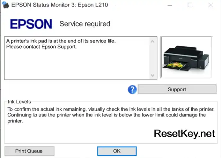epson l210 ink pad is at the end