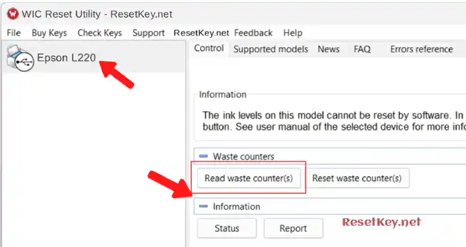 epson l220 click read button to read waste ink counter