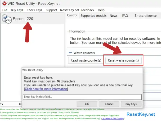 epson l220 click reset waste ink counter button