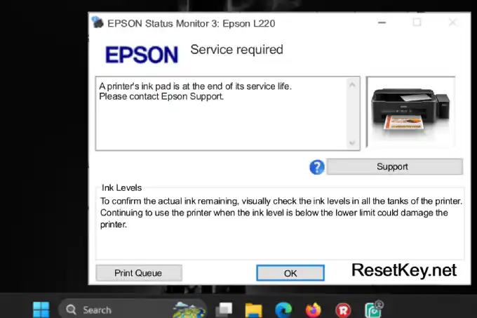 epson l220 ink pad is at the end