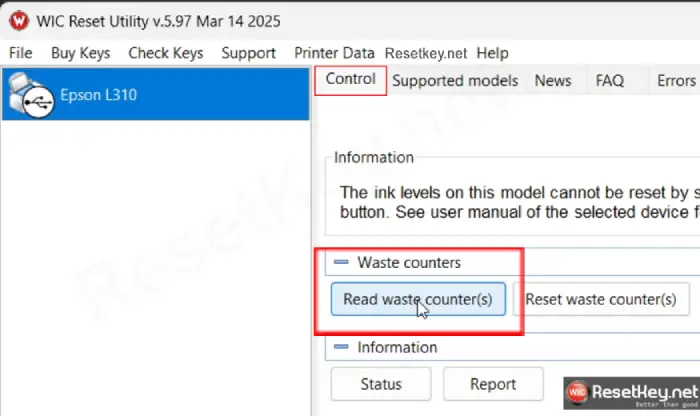Click read waste counter