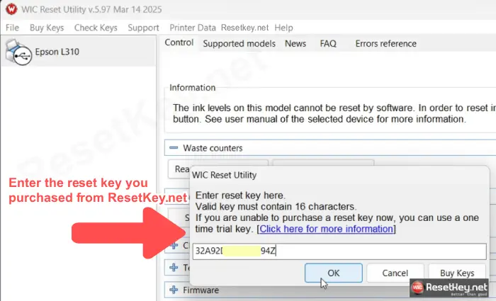 how to reset 6 enter reset key