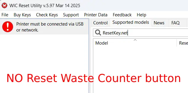 no reset waste counter button