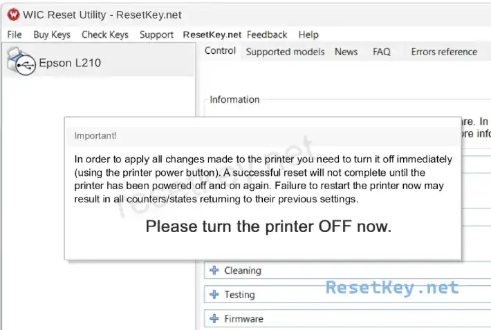 please turn off epson l210