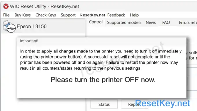 turn off epson l3150