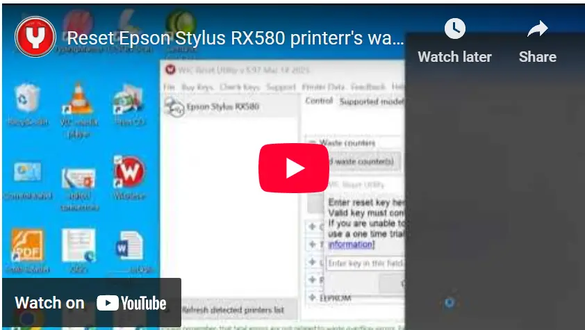 video how to reset epson rx580 printer
