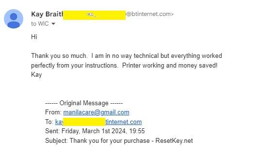 Another feedback from our customer about resetkey.net