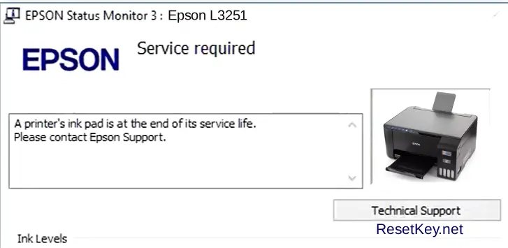 epson l3251 ink pad is at the end