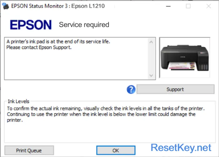 epson l1210 ink pad is at the end service required