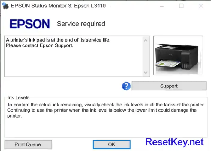 epson l3110 ink pad is at the end