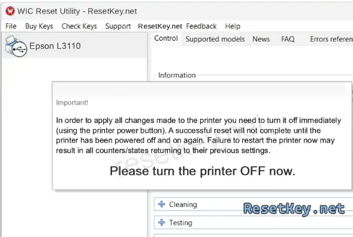 epson l3110 turn off then on to restart printer