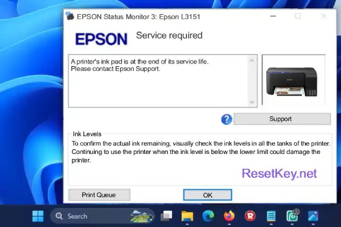 epson l3151 ink pad is at the end