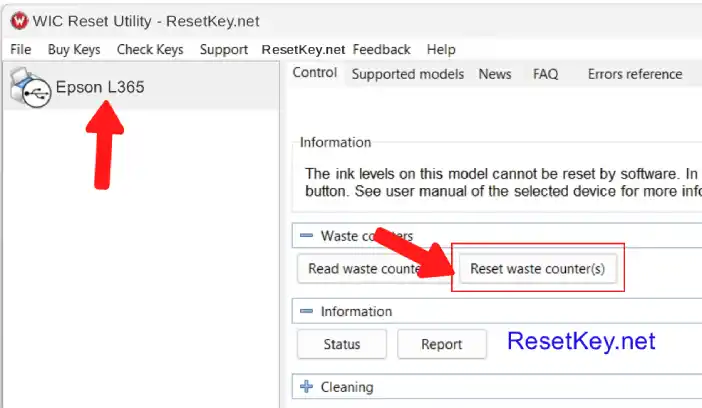 epson l365 click reset waste ink counter button