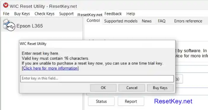 epson l365 enter wic reset key