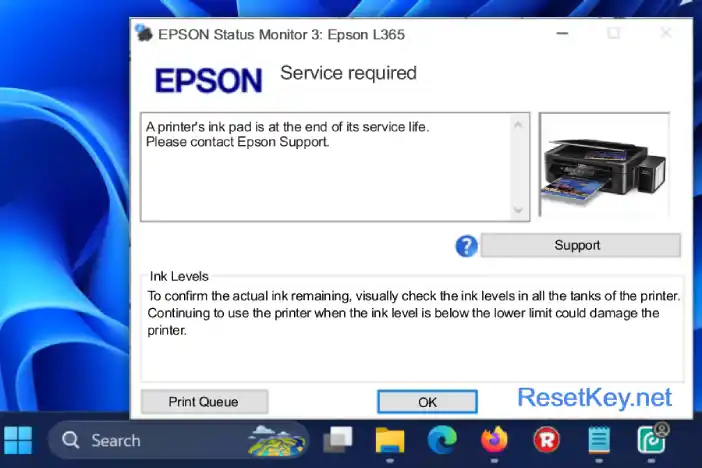 epson l365 ink pad is at the end