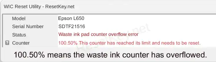 epson l365 read waste ink counter result overflowed