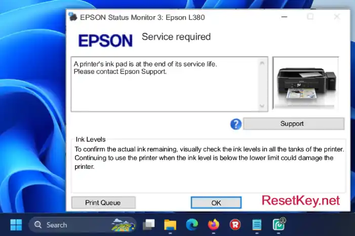 epson l380 ink pad is at the end