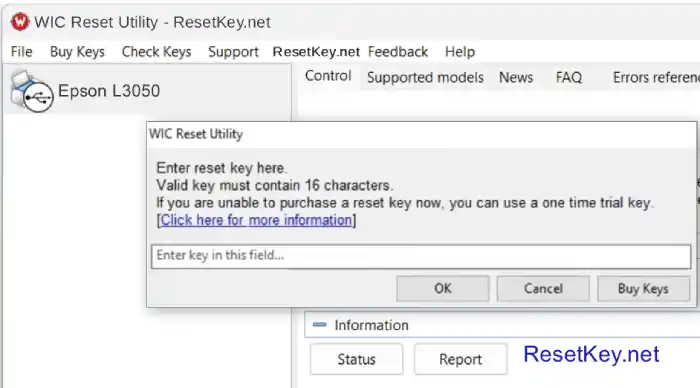 fix epson l3050 enter wic reset key