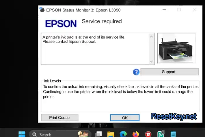 fix epson l3050 ink pad is at the end