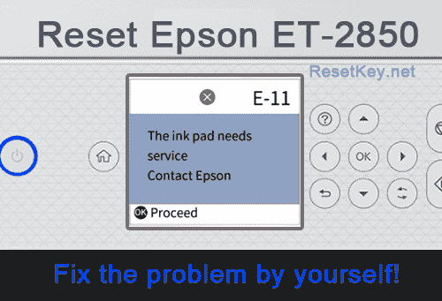 Epson ET-2850 printer displaying E-11 error message on its LCD screen