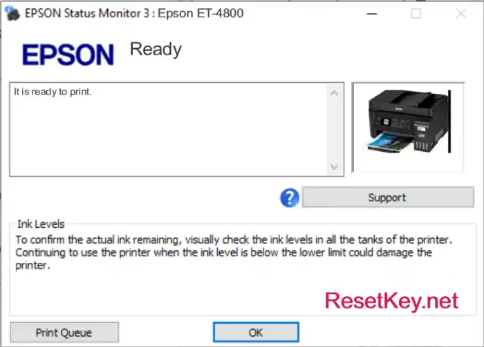 reset epson et-4800 printer ready to print