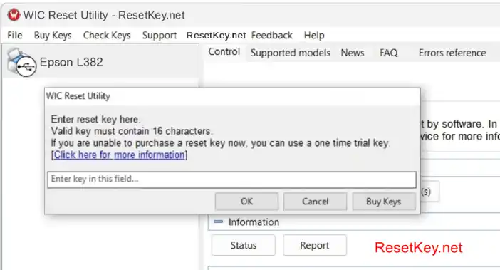 reset epson l382 click reset waste ink counter button enter ke