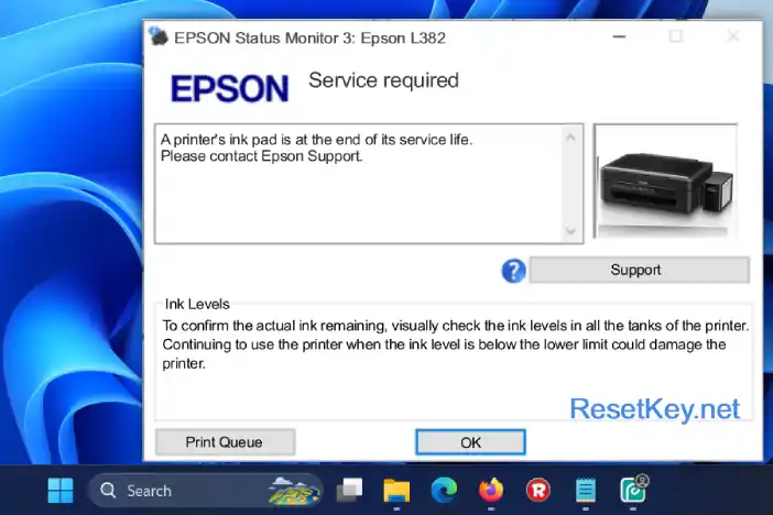 reset epson l382 ink pad is at the en