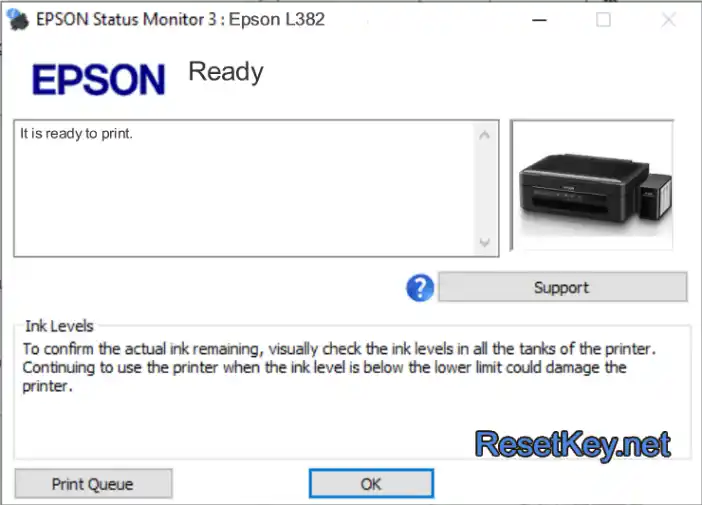 reset epson l382 printer ready to prin