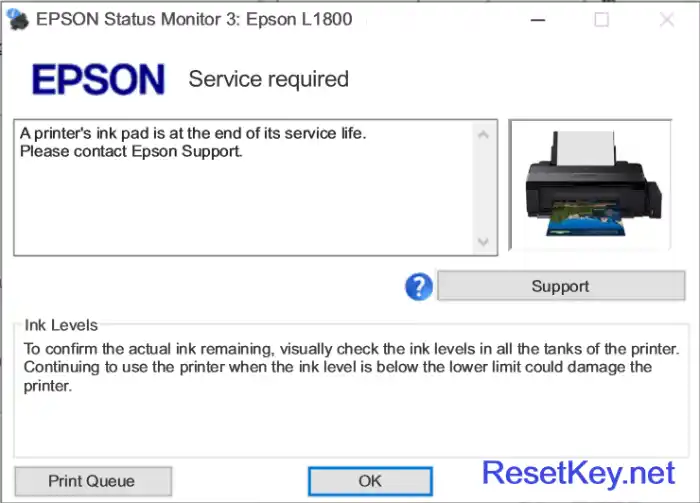 reset epson l1800 ink pad is at the end