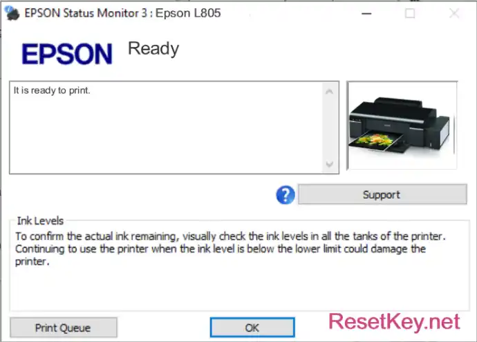 reset epson l805 printer ready to prin