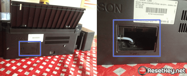 find and open Epson C87 printer's waste ink pad windows