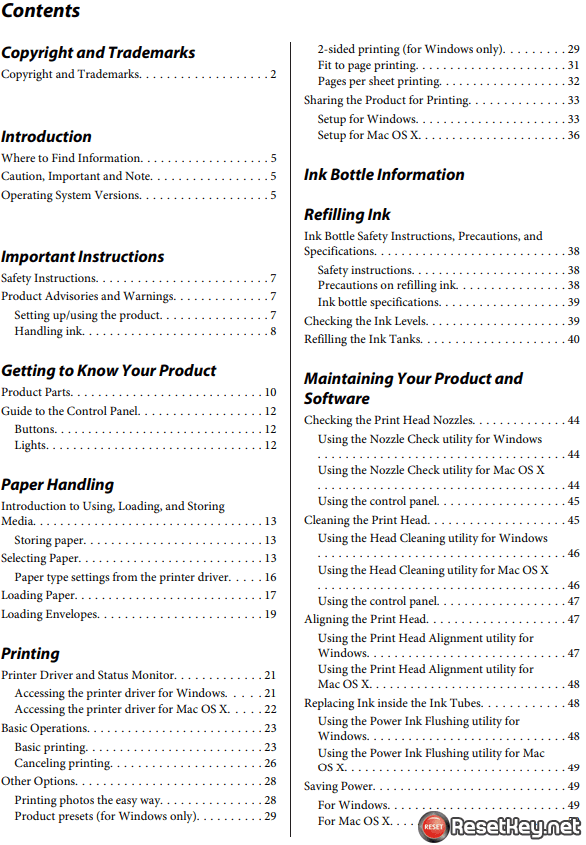 epson l1300 l1800 user manual table of contents 1