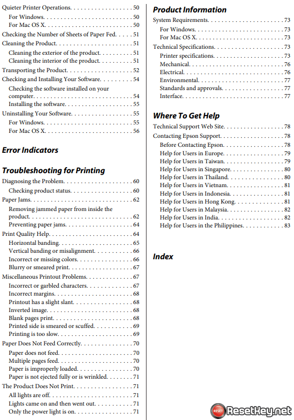 epson l1300 l1800 user manual table of contents 2