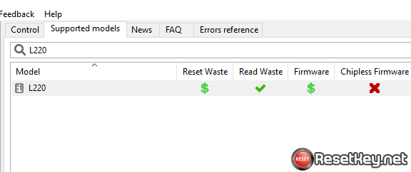 check wic reset utility supported Epson L220 or not