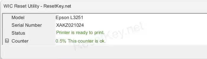 success reset epsonl3251 waste ink counter status