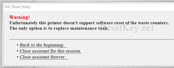 wic reset does not support the printer