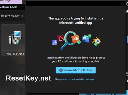 WIC Reset - The app you're trying to install isn't a Microsoft-verified app